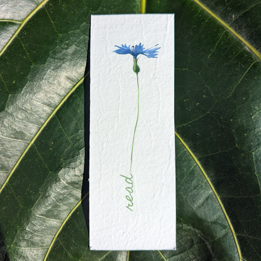 Botanical Bookmark "Read Blue"