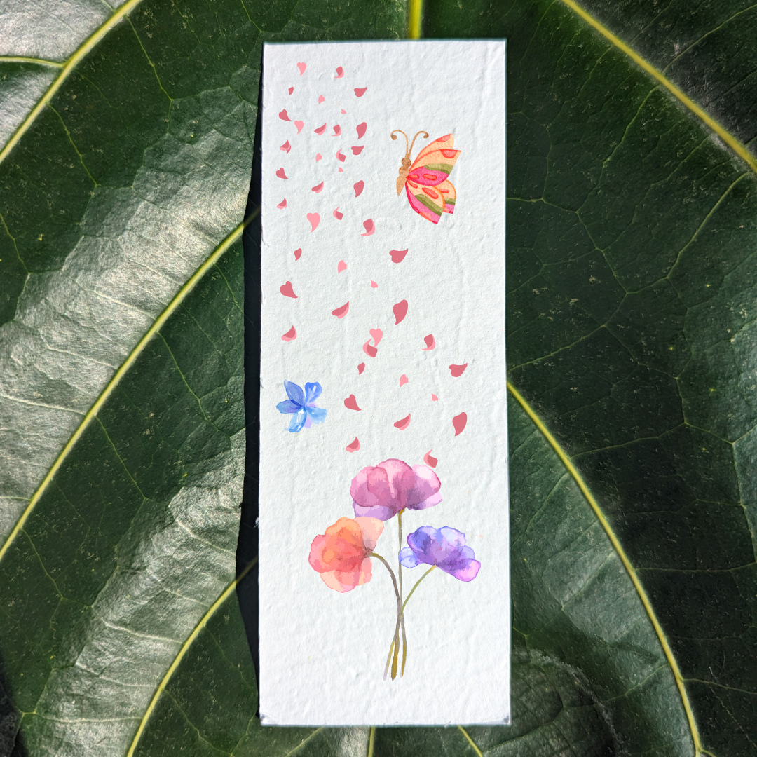 watercolor flowers and butterfly bookmark