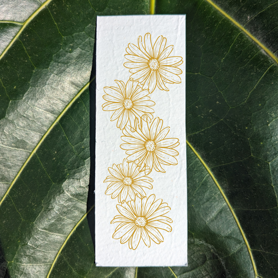 5 yellow daisy drawing bookmark