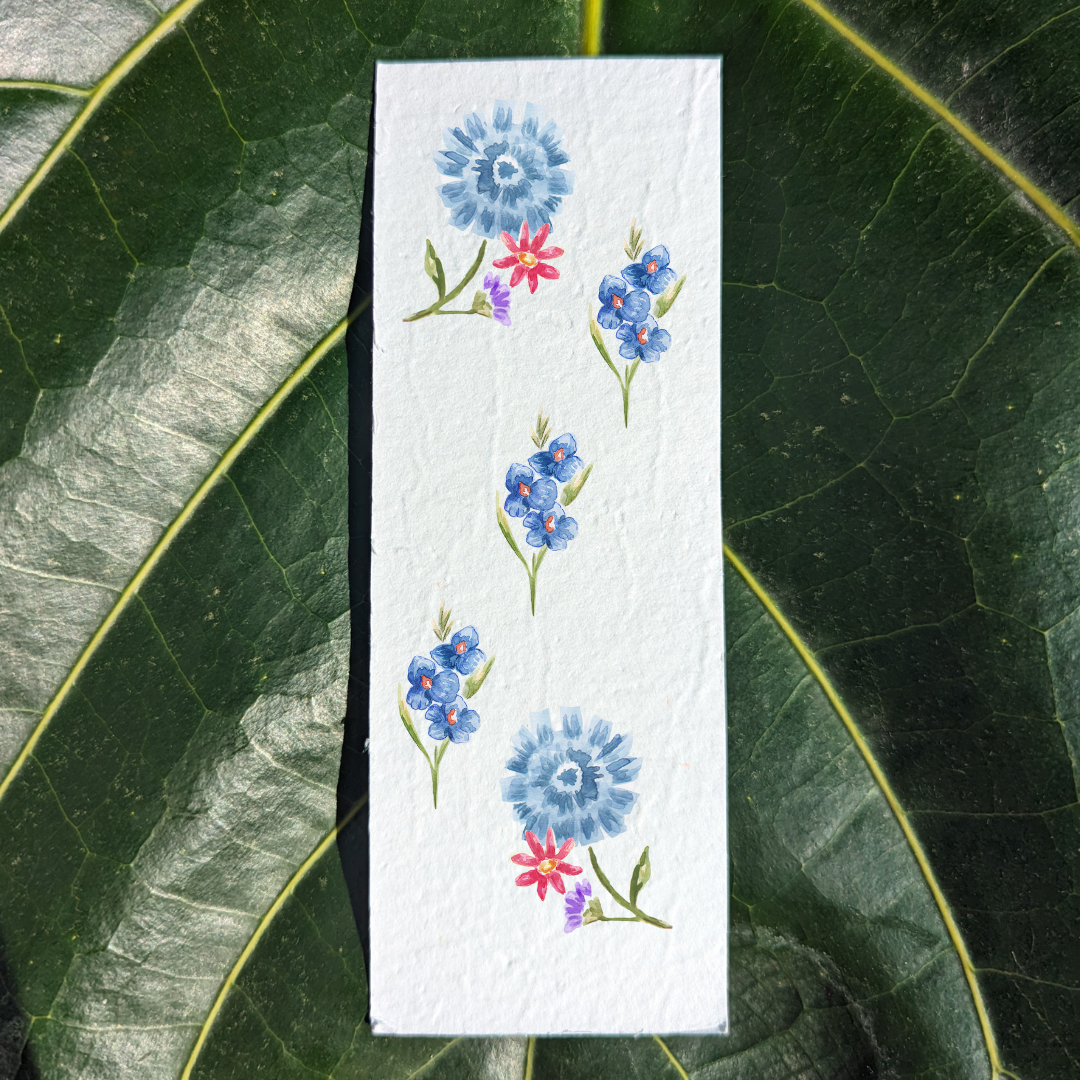 blue flowers pattern bookmark