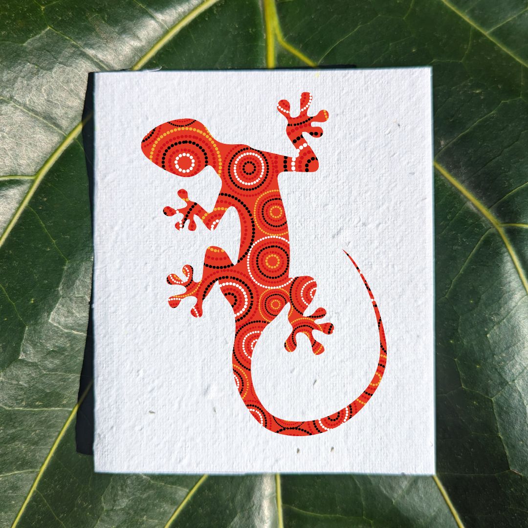 Card with aboriginal gecko