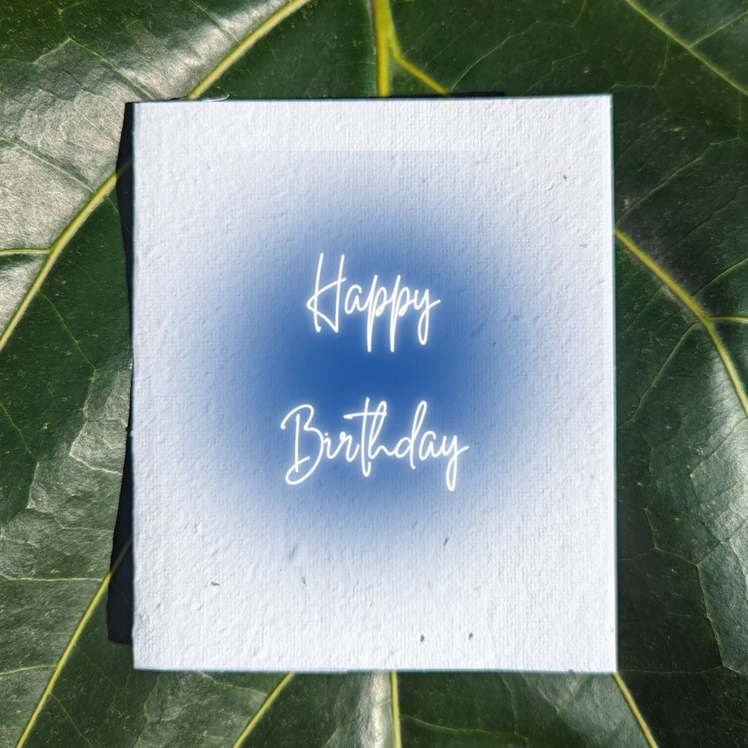 birthday card with a blue neon sign