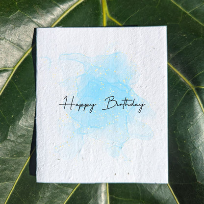 Blue and gold speckles birthday card