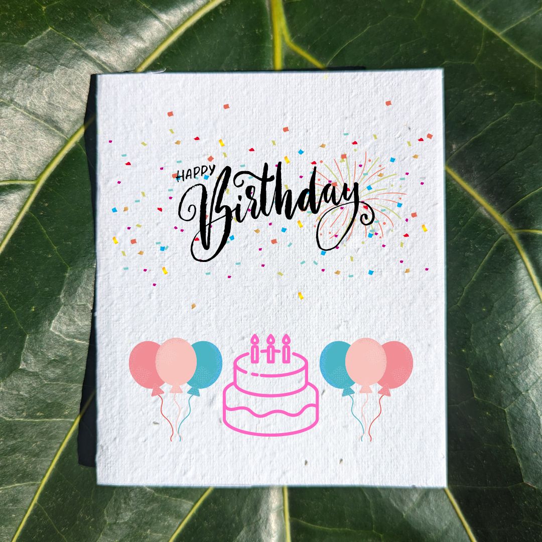 Balloon and cake birthday card