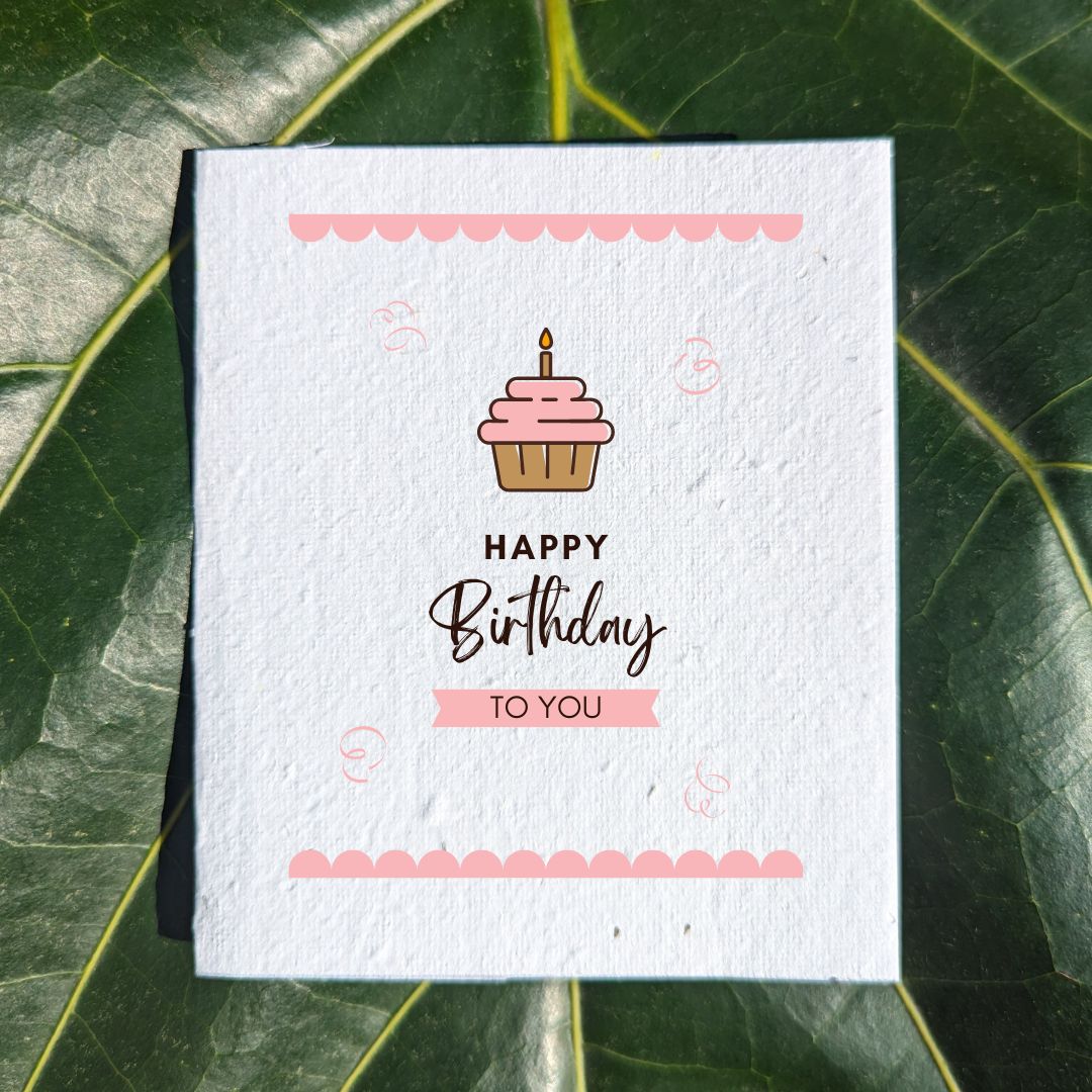 Pink cupcake birthday card