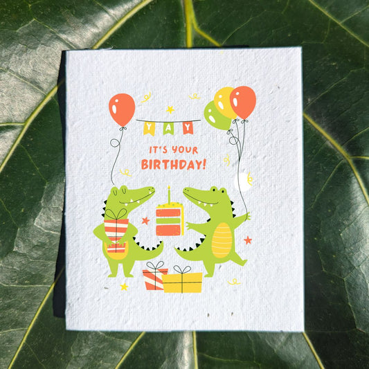 Crocodile party birthday card