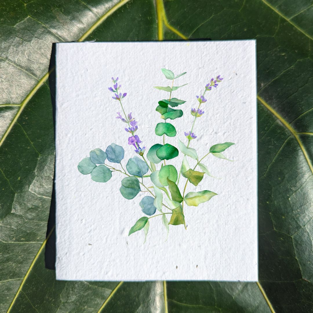 Watercolor dry leaves birthday card