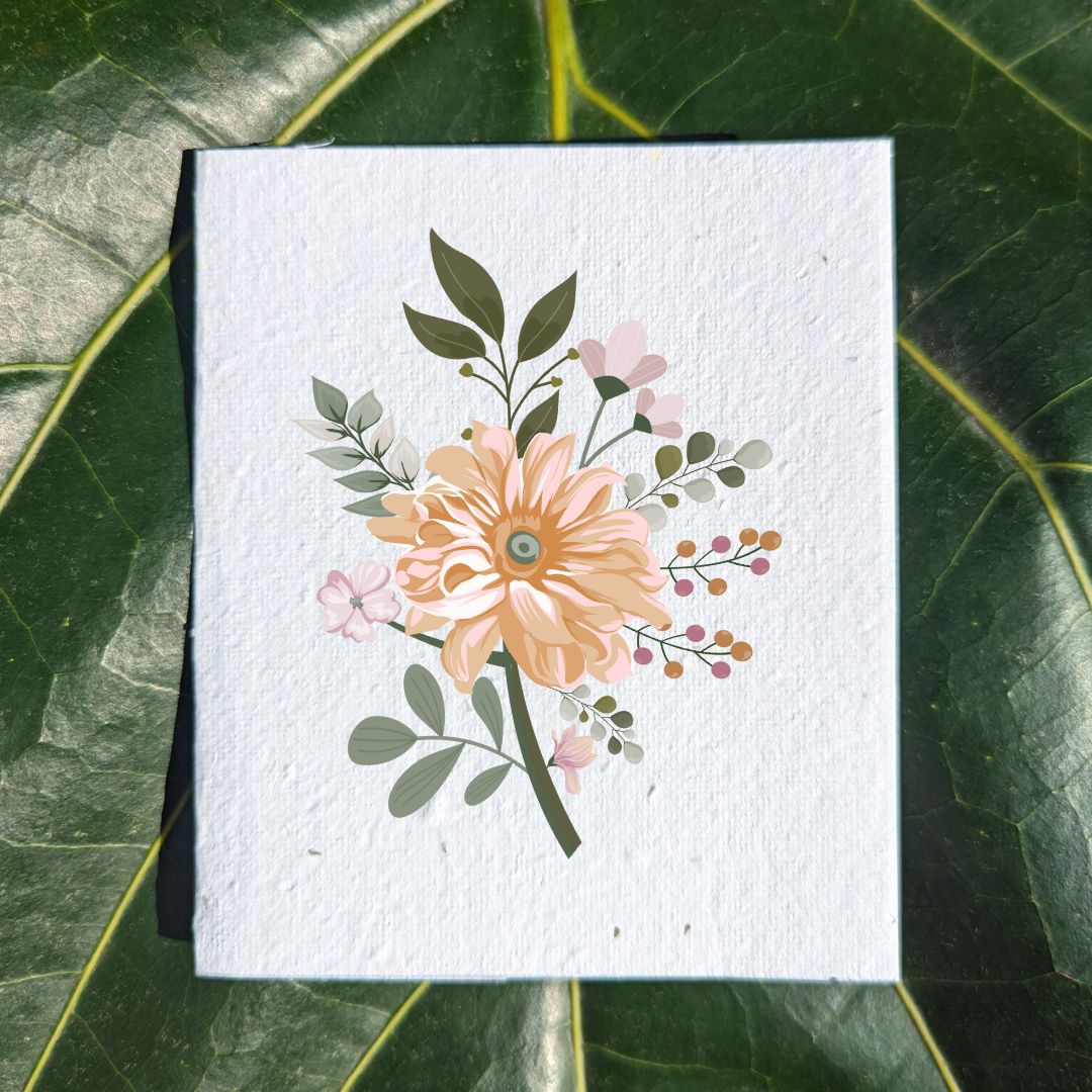 Orange flower with leaves birthday card