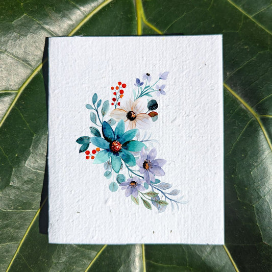 Blue and purple flowers birthday card